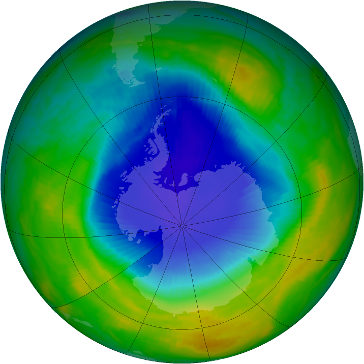 Antarctic ozone map for 06 November 1990